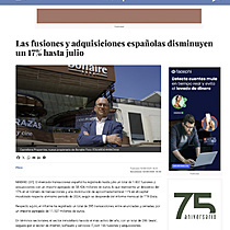 Las fusiones y adquisiciones espaolas disminuyen un 17% hasta julio